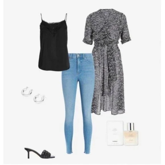 Express Printed Wrap Front Kimono Cover-up - Picture 7 of 10